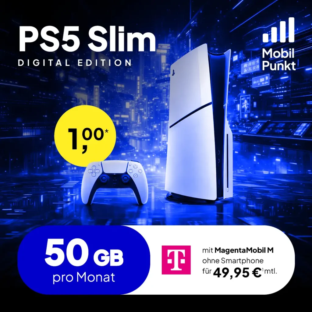 PlayStation 5 Slim mit Vertrag für 1 € – 50 GB 5G Tarif im MagentaMobil M Angebot