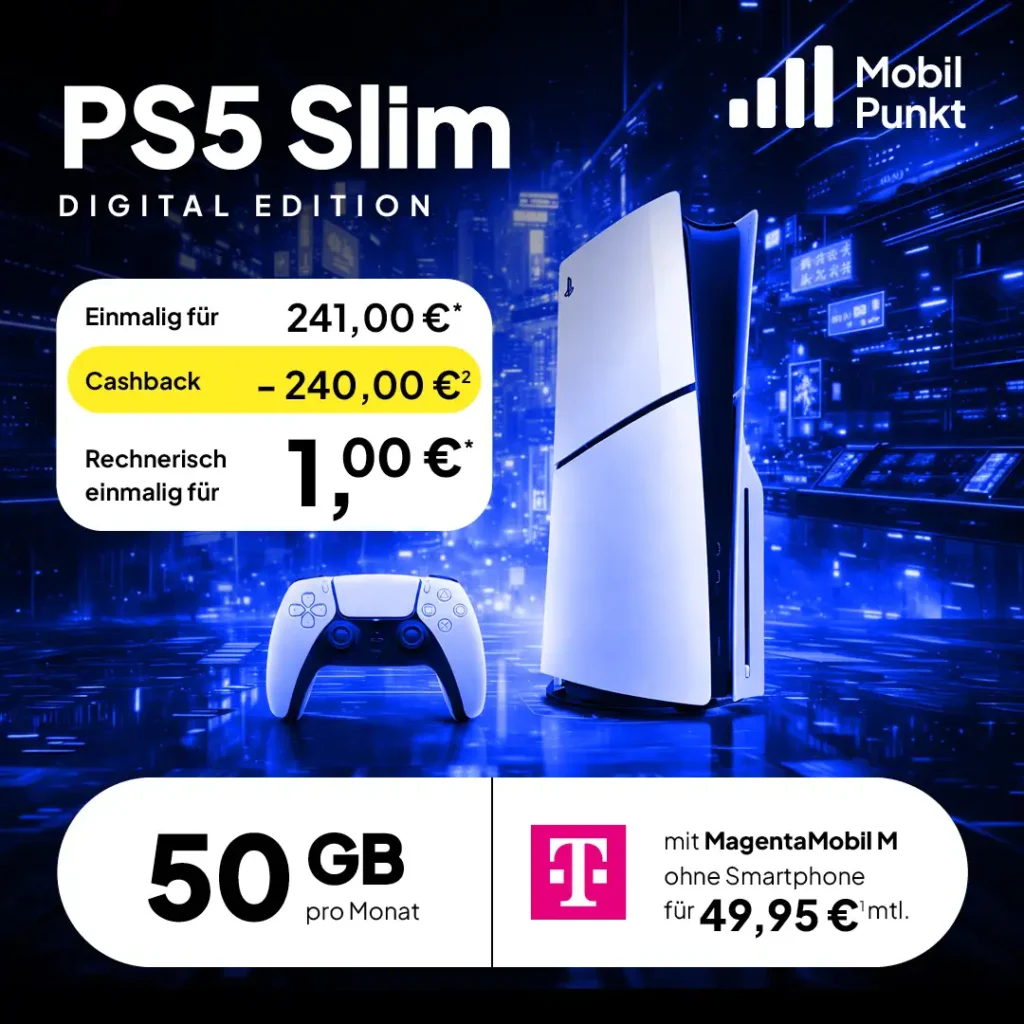 PlayStation 5 Slim mit Vertrag für 1 € – 50 GB 5G Tarif im MagentaMobil M Angebot