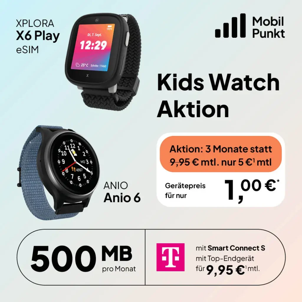 Kinder Smartwatch Schulstart Angebot mit Xplora Kids Watch X6 Play und Anio 6